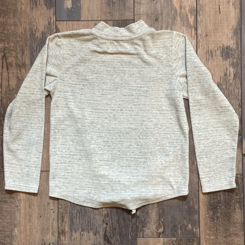 Old Navy Girls Mock Neck Tie Fleece Sweater Long-Sleeve Sweatshirt Sz 10/12 Grey